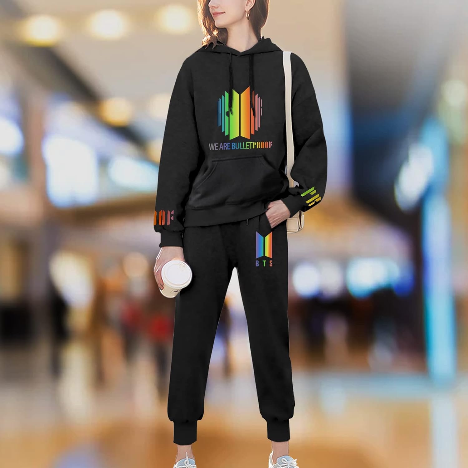 Vista 3 de Valvia Sudadera con capucha y pantalones deportivos para niños y niñas, 2 piezas, sudadera casual para hombres y mujeres