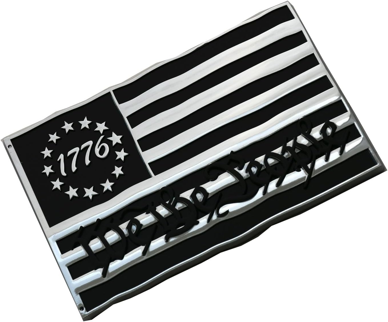 1x American Flag We The People 1776 Emblem Car Badge 3D Sticker Decal Fit for Universal Truck SUV (Chrome Black)