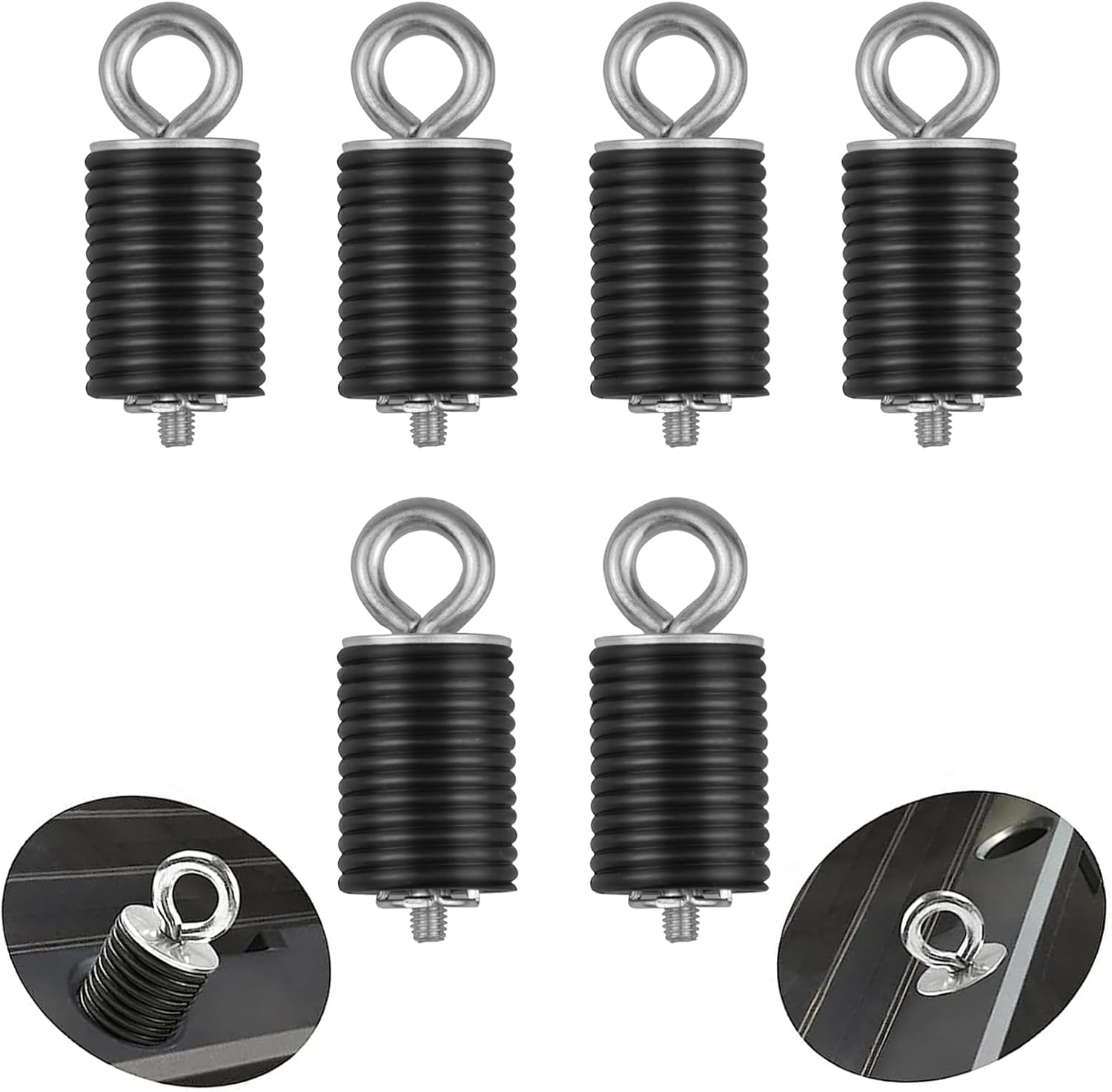 NONSQUARE 6 Pcs UTV Bed Tie Down Anchors General Tie Down Anchor Black