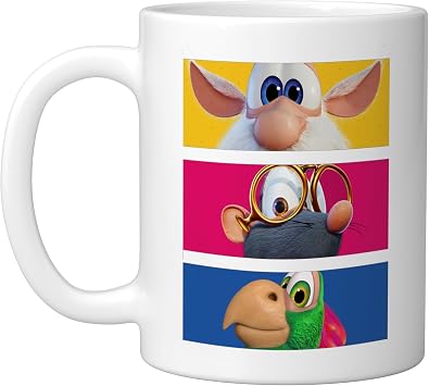 Booba & Friends Eyes Ceramic Mug, White, 11oz