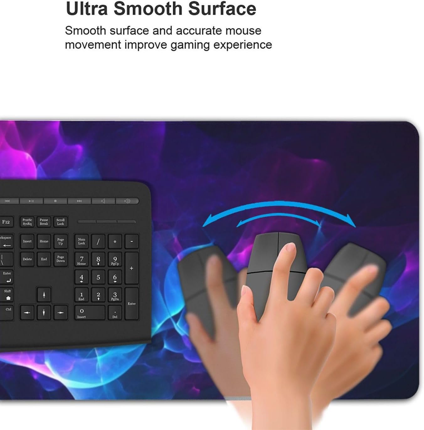 Large Gaming Mousepad with Non-Slip Rubber Base Extended Laptop Desk Pad 35.5x16 inch Long Computer Keyboard MouseMat Cool Blue and Purple Mousepad for Home Office Work