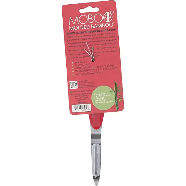 Natural Home Molded Bamboo & Stainless Steel Peeler, Cherry Red 2