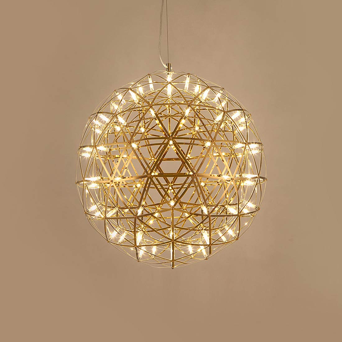 Suspension LED Spark Ball en acier inoxydable, luminaire de luxe rétro pour salle à manger