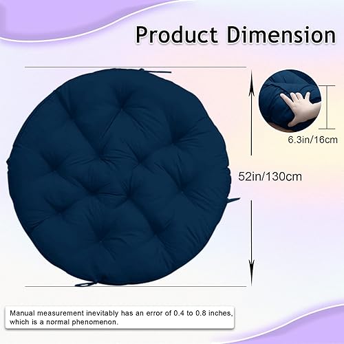 Miniatura 3 de Papasan - Cojín para silla Papasan de 52 pulgadas, cojín redondo para silla Papasan de 13.23 libras, cojín de asiento esponjoso para relajarse (azul