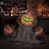 Halloween Animatronics Groundbreaker Pumpkin Decorations with Sound Activated, Creepy Sound, Light Up Eyes, Scary Move, Haunted House Holiday Spooky Decor Horror Prop for Indoor, Outdoor, Yard Lawn