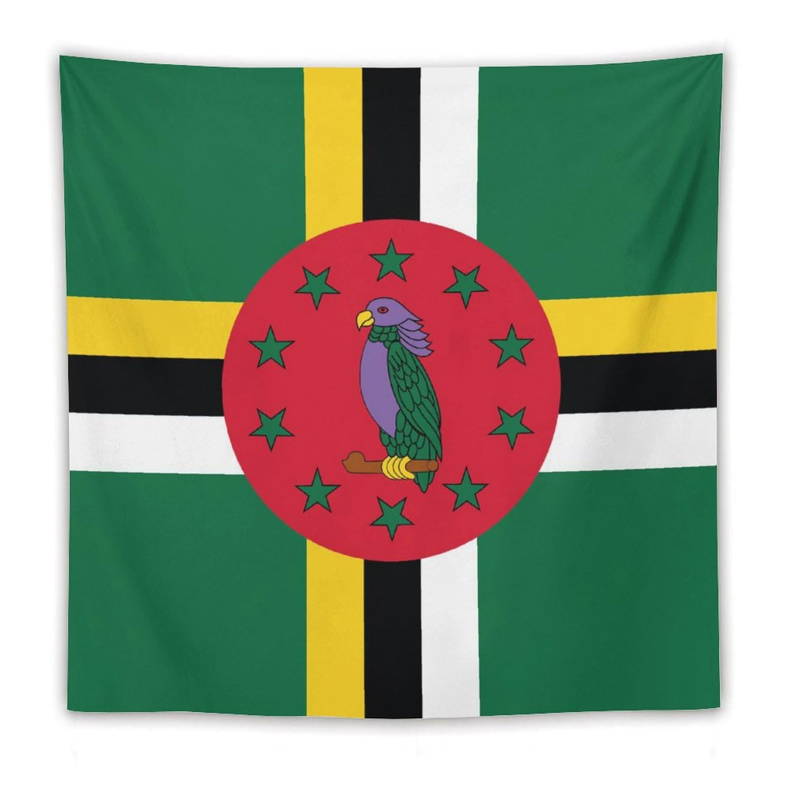 XingFox Dominica Flag Tapestry Wall Hanging, National Flag Art Wall Decoration Tapestry, For Bedroom Living Room Dorm Home Decoration, 60"x60"
