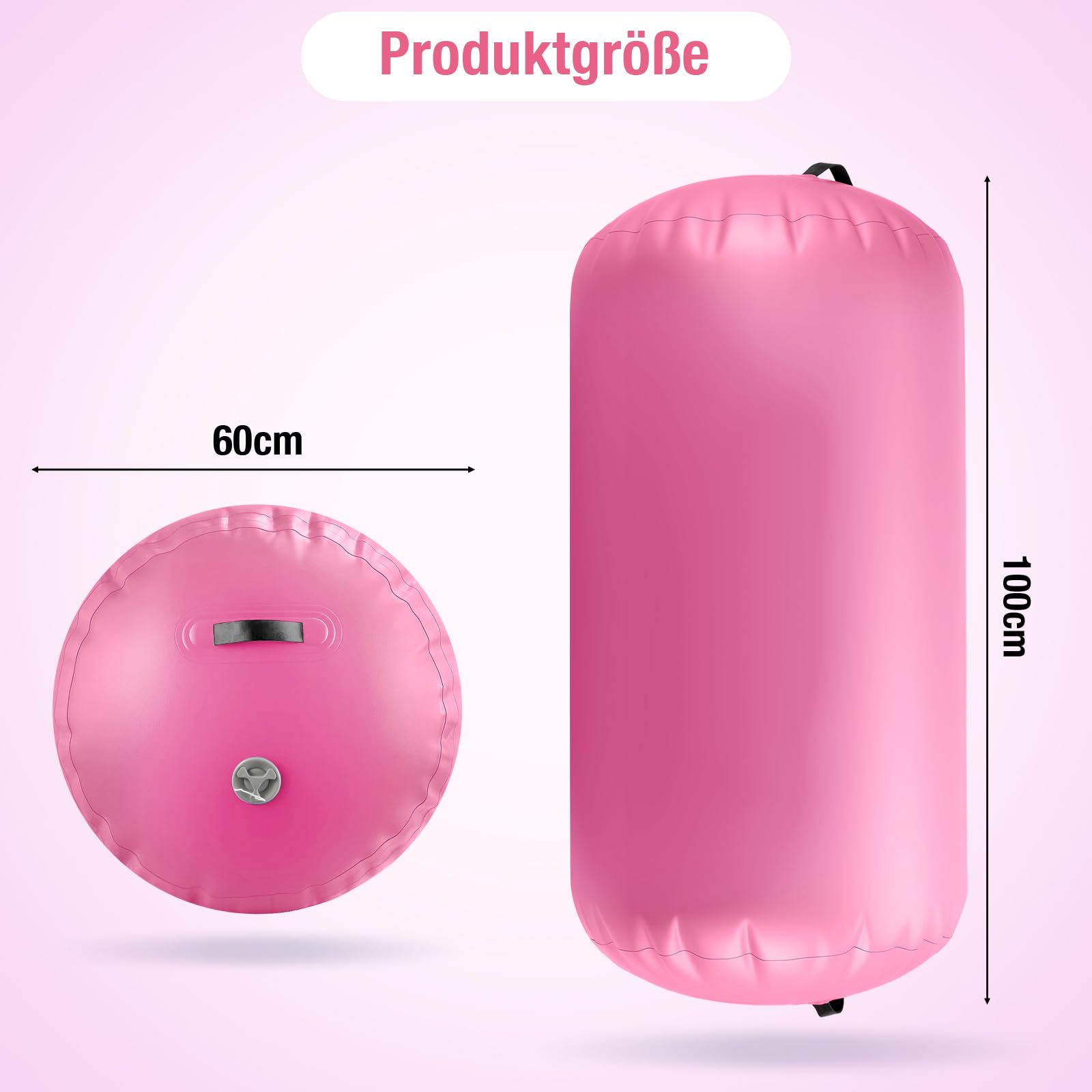 Airtrack Tumbling Rolle Aufblasbar – Air Roller Turnmatte aus PVC mit Pumpe, Gymnastik Matte für Turnen, Yoga, Fitness, Hohe Elastizität, Robust & Tragbar für Indoor & Outdoor