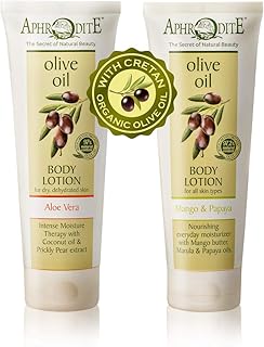 Aphrodite Body Care Bundle. 2 Piece Body Lotion for Intense Hydration and Supple Skin. Includes Body Lotion with Aloe Vera (200 ml) and Body Lotion with Mango & Papaya (200 ml)