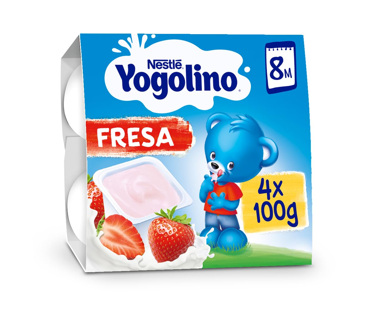 Yogolino Nestlé Fresa a Partir de 8 Meses, 4 x 100g