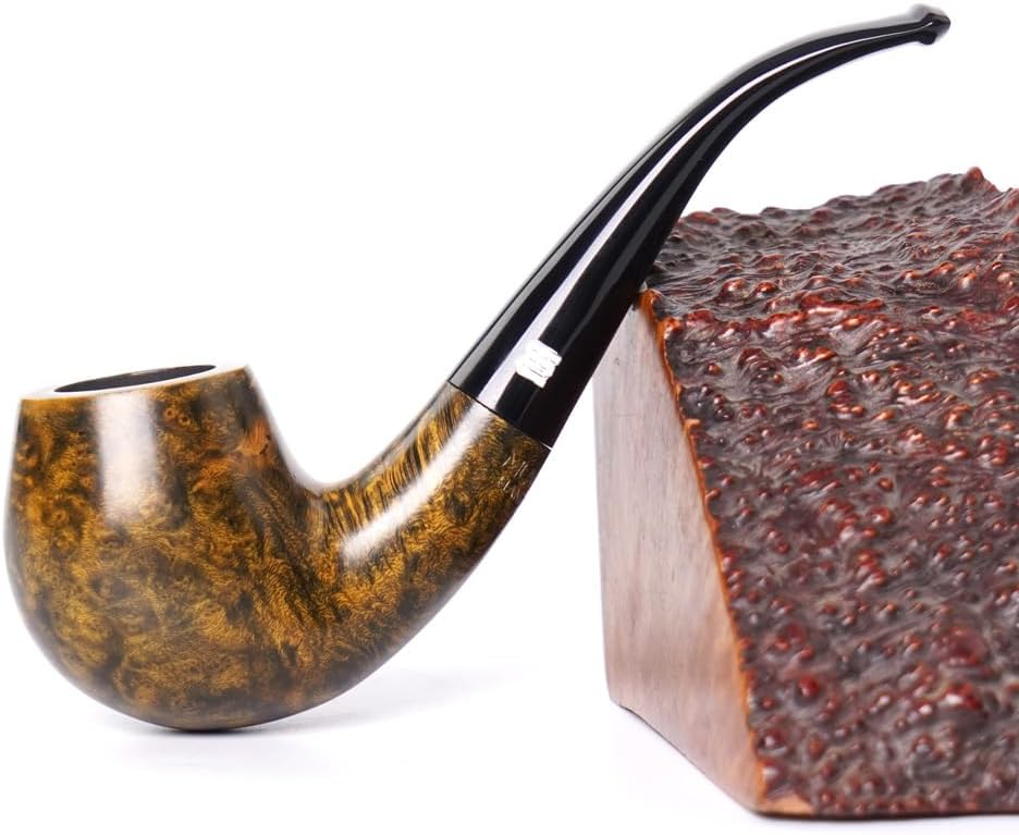 Heysong Briars Handmade Pipe with Black Stem Apple Design Bowl Fit 9mm Filters HSAA0008S-2PS (Black Sandblast)