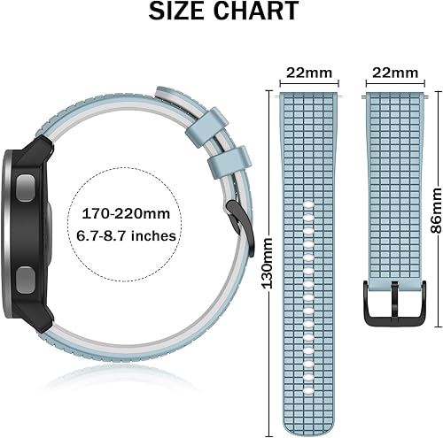 Miniatura 5 de ISABAKE Correa de reloj compatible con Garmin Vivoactive 4Samsung Galaxy Watch de 1.811in, 0.866in, correas de silicona para Ticwatch Pro S2E2Venu
