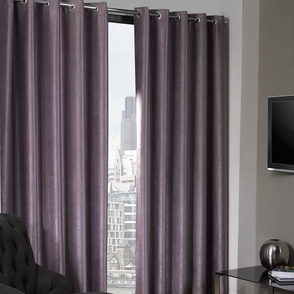 Emma Barclay Logan - Textured Woven Blackout Eyelet Curtains in Aubergine - Width 46 x Drop 72" (116 x 183cm)