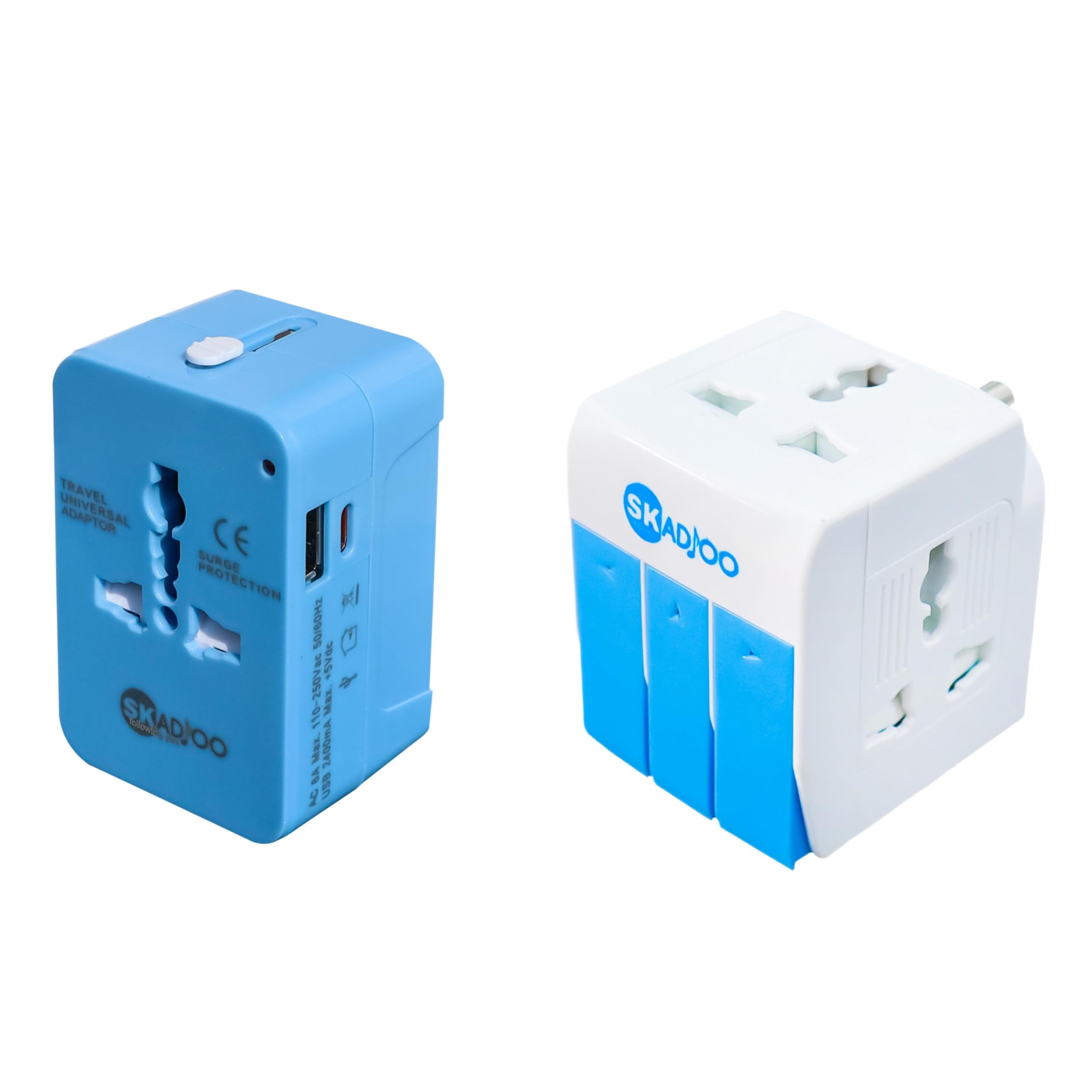 SKADIOO Type C (USB C) and USB A Universal Travel Adapter and multiplug Combo | Three pin Plug Socket | 3-in-1 Universal Travel Adapter Multi-Plug with Individual Switch Socket (Pack of 2) (B0D37NZJ5W) Amazon Price History, Amazon Price Tracker