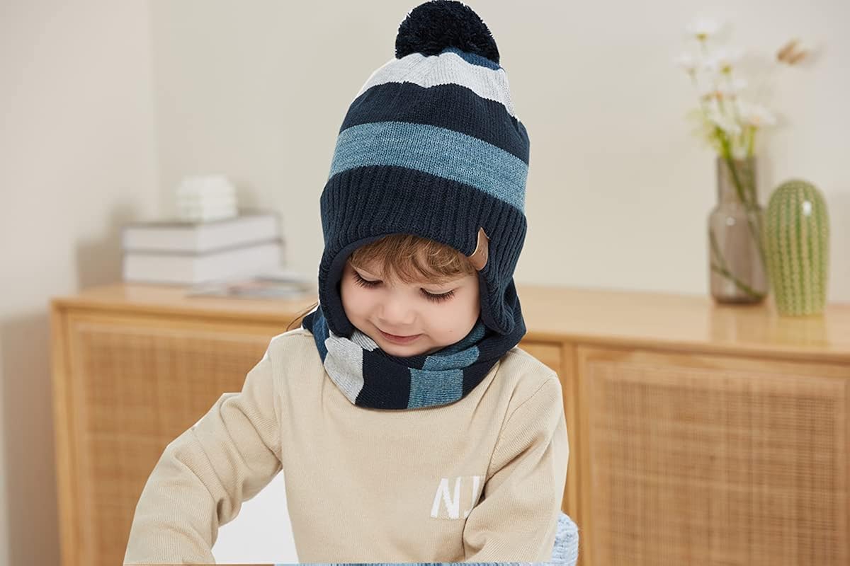 Moon Kitty Baby Boys Girls Knit Hats Winter Fleece Skiing Winter Caps with Warm Ear Flap …: Clothing, Shoes & Jewelry
