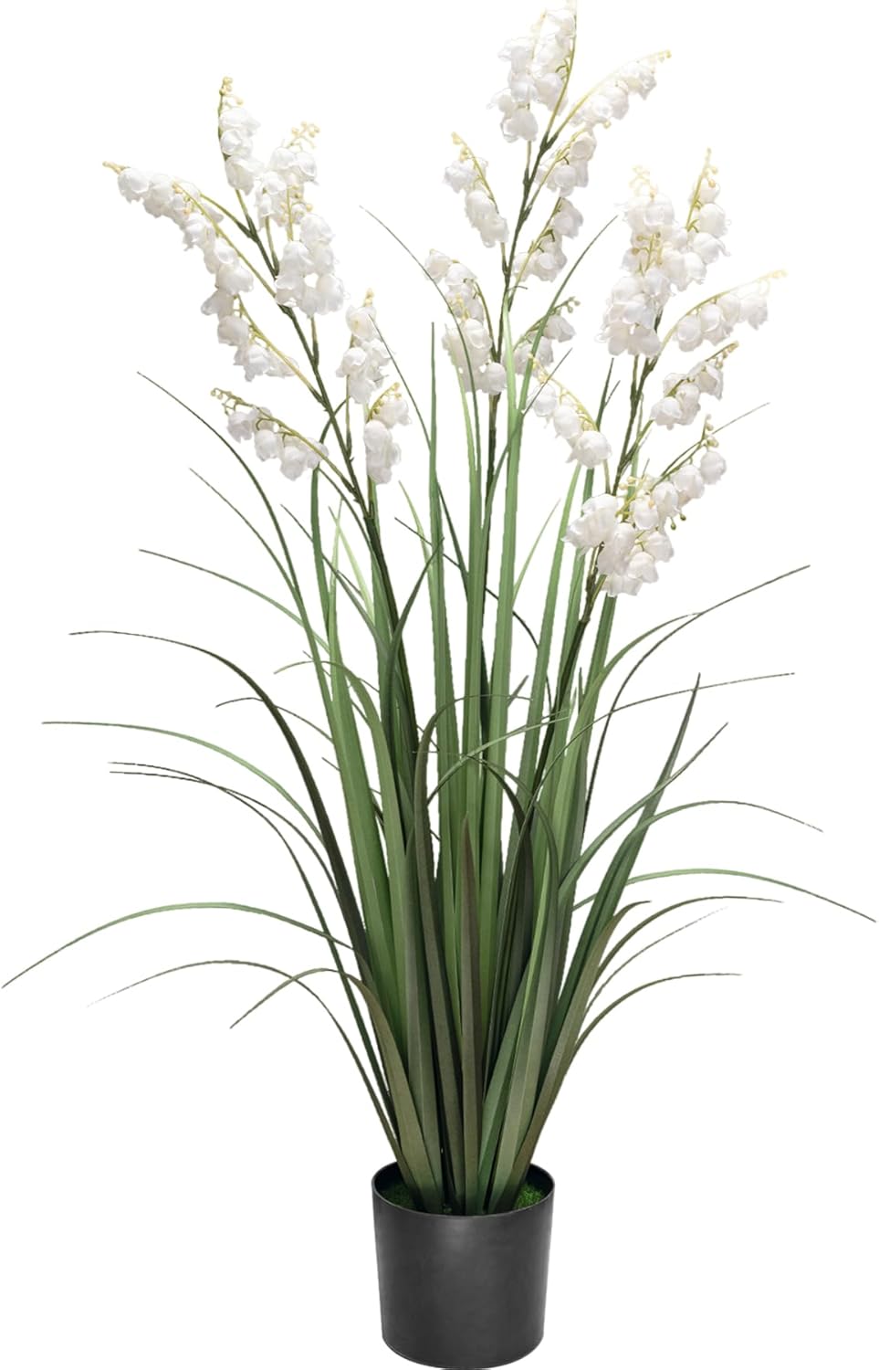 Artificial Tall Grass Plants with Pots 36 1 Pack Lily of The Valley Artificial Grass Home Interior Decorating and Outdoor Garden Decorations(White)