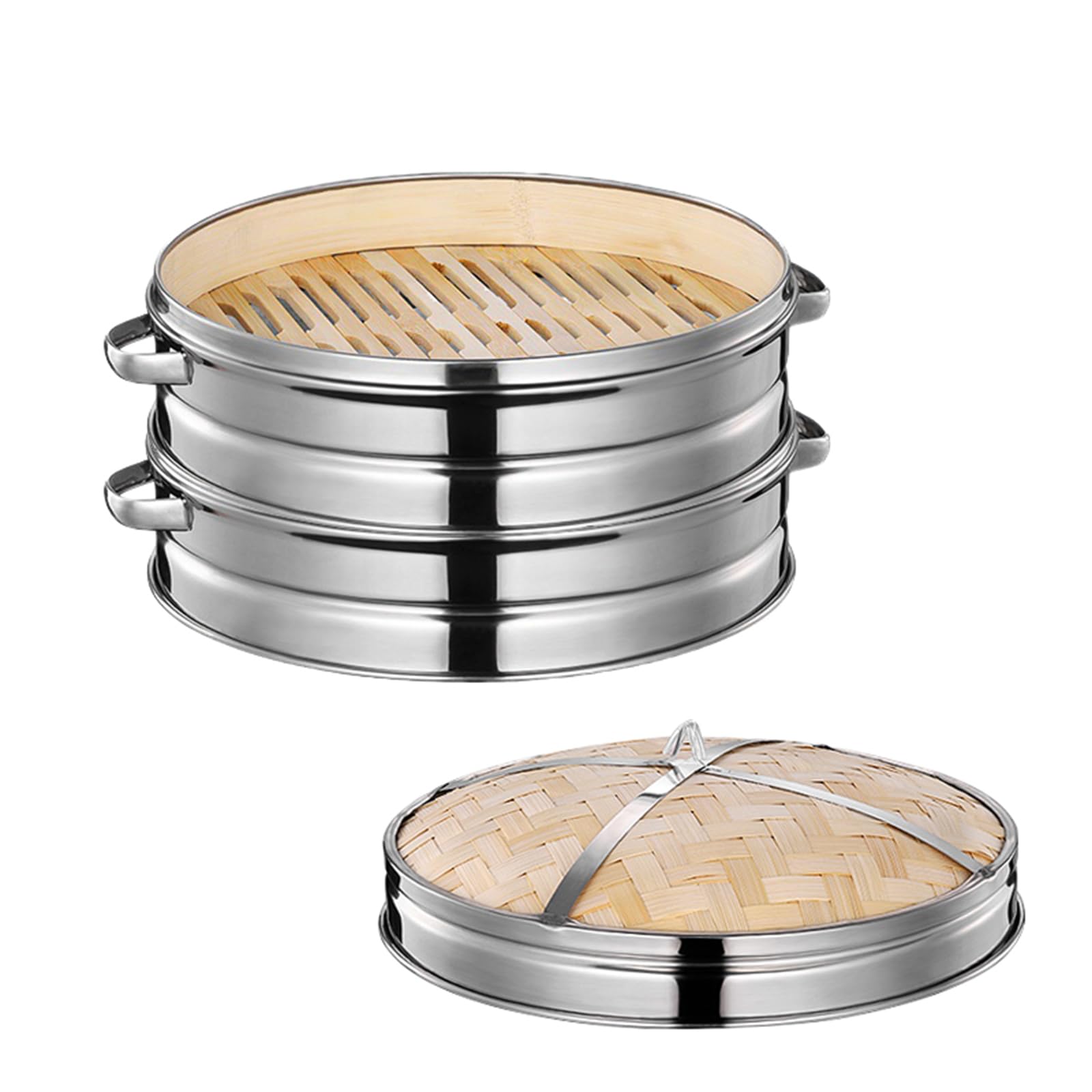 Vaporiera In Bambù A 3 Piani Per Cottura Al Vapore - Perfetta Per Riso, Verdure E Pesce, Diametro 24 Cm, Colore Marrone Chiaro - 6