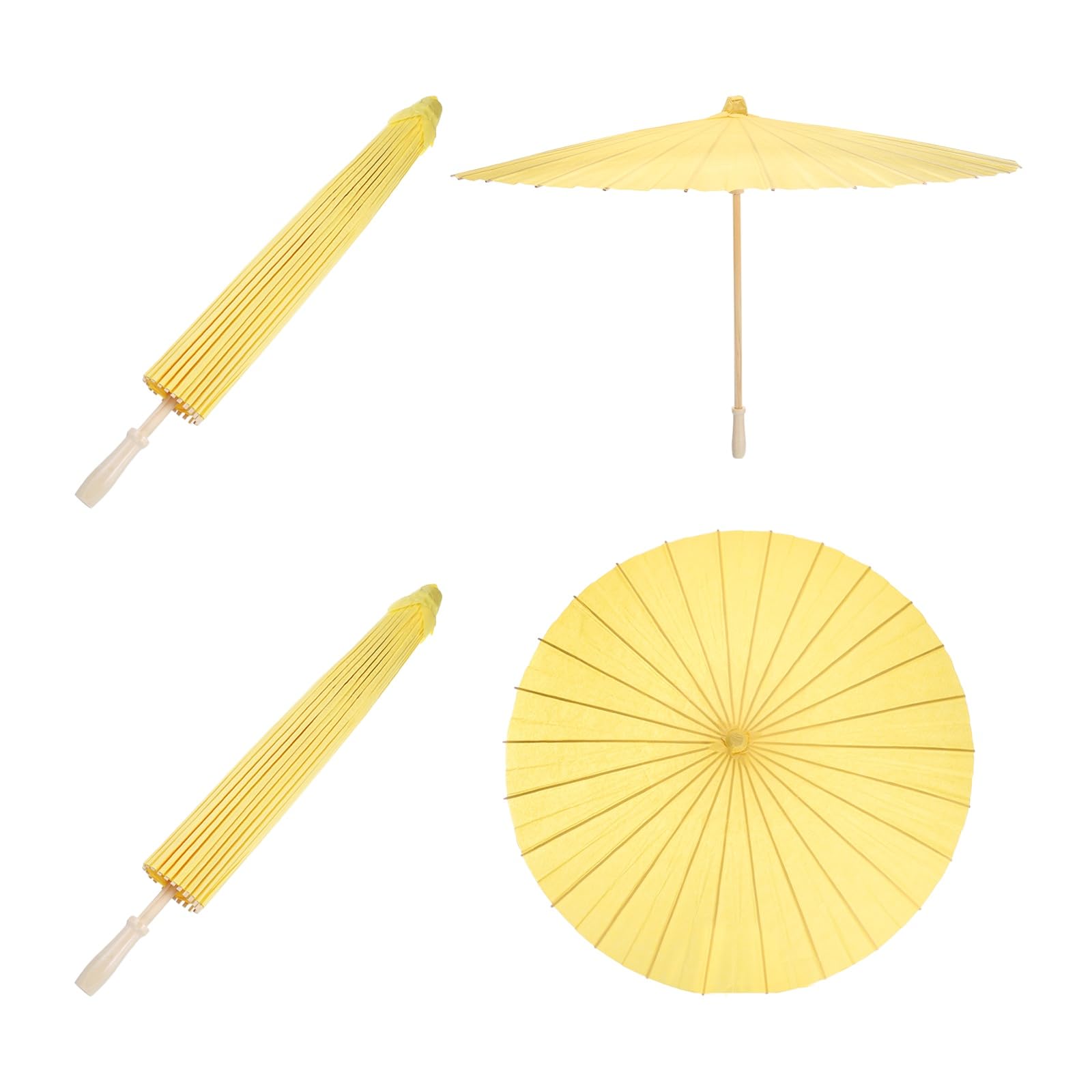 sourcing map 2 Pcs Paper Umbrellas,33" Paper Parasol Umbrella DIY Oiled Painting Umbrellas for Photography Props Craft Party Wedding Decoration,Yellow