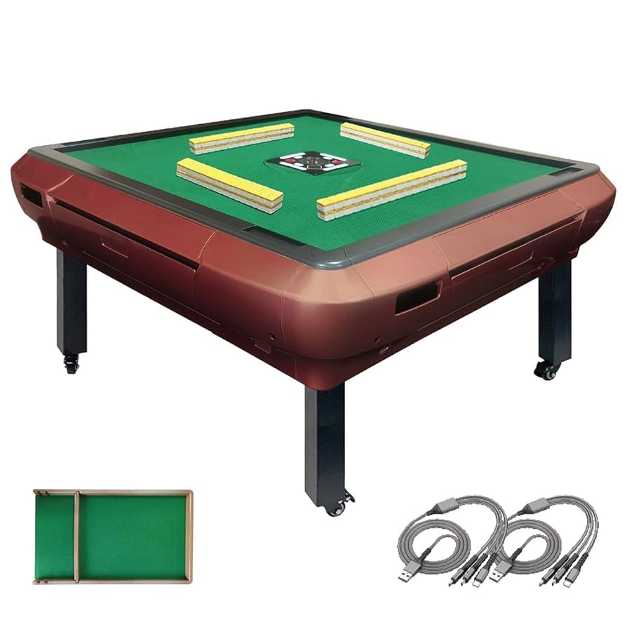 全自動 麻雀卓 静音式 折り畳み式 キャスター付き（牌33mm：ワインレッド）