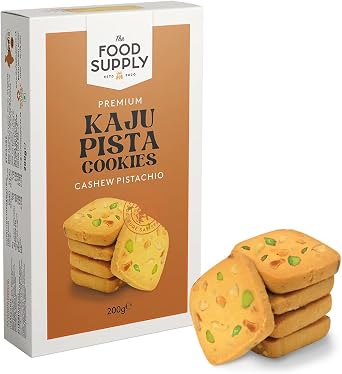 Cookies 200g - Pistachio, Almond, Cashew, Dry fruit, Fruit Jam - Variety Luxury Biscuits - Delicate biscuits for family and friends, The Food Supply Cashew & Pistachio Cookies, Pack of 1