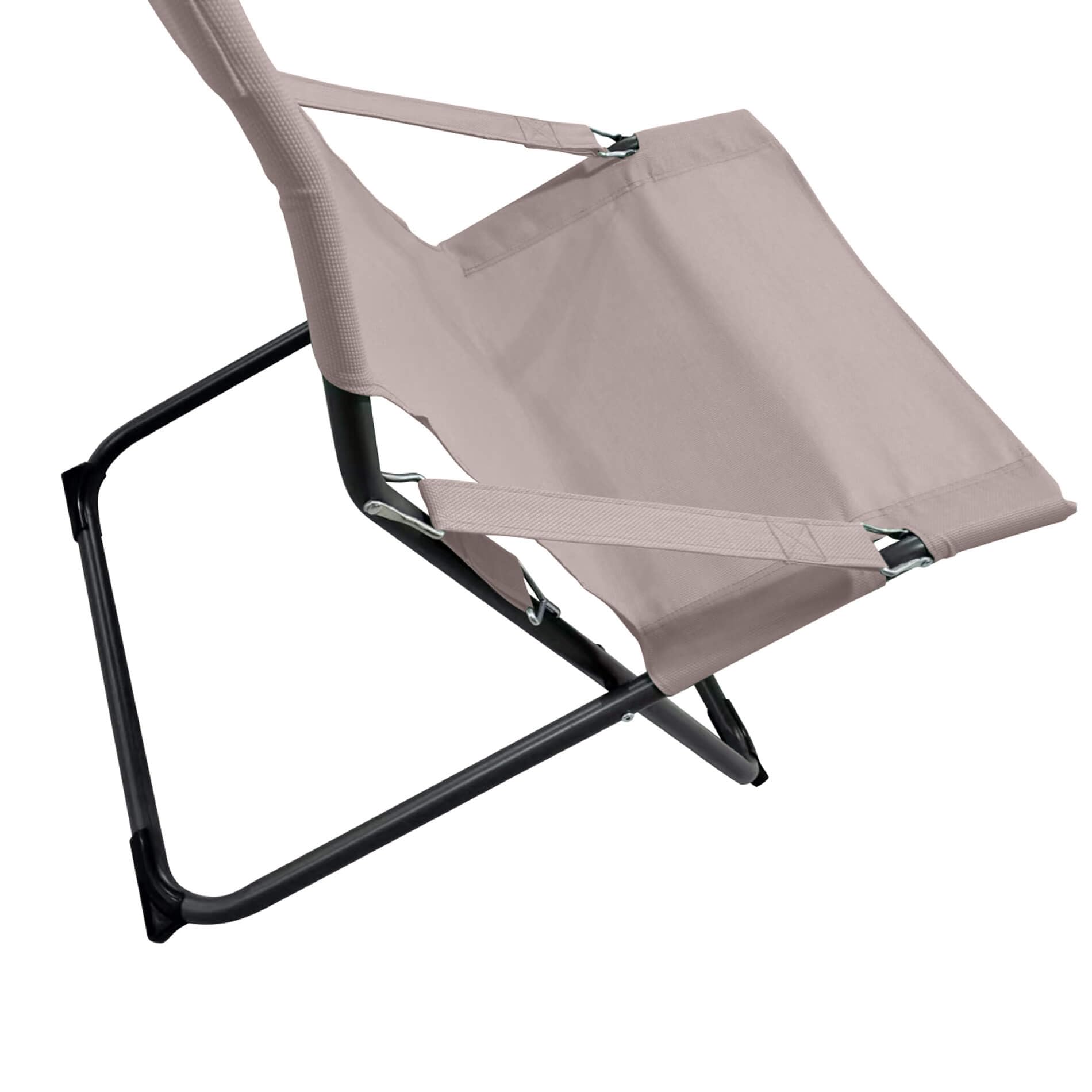 Rebecca Mobili Sedia da Esterno Pieghevole Reclinabile con Braccioli Acciaio Poliestere Beige Grigio Scuro 88x63x83 cm
