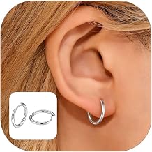 FaithHeart 925 Sterling Silver Huggie Hoop Earrings, Small Hoop Earring for Women, Silver/14K Gold/Black/Rose Gold Hypoallergenic Cartilage Earrings for Women 8/10/12/14/16/18/20mm