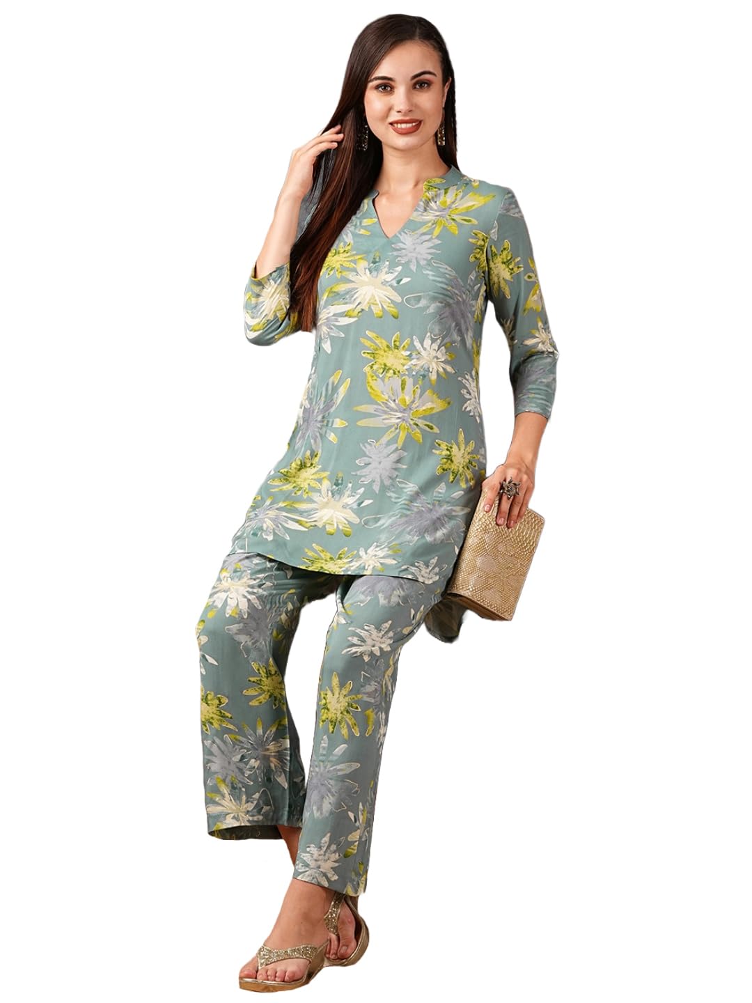 GoSriKi Women’s Cotton Blend Printed Co-Ord Set