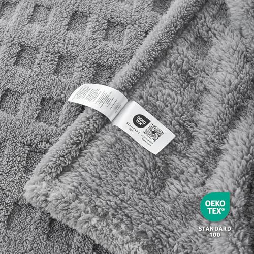 Cozy Bliss Ultrasoft Waffle Throw Blanket, Fluffy Cute Plush Blanket for Couch, Bed, Modern Home Accent, Portable for Picnic or Outdoor, Grey, 50"x60" — view 6