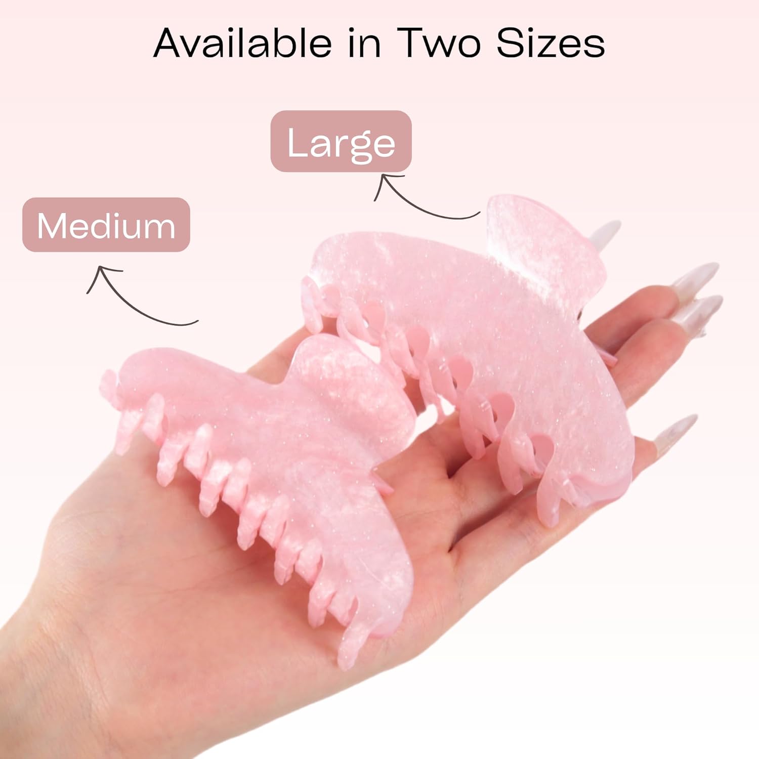 Hair Claw Clip – Large & Medium Sizes – Strong Hold, Non-Slip Grip for Thick or Fine Hair – Premium Cellulose Acetate – No Breakage, Gentle Styling for Women (Yellow Sparkle, Large - 4")