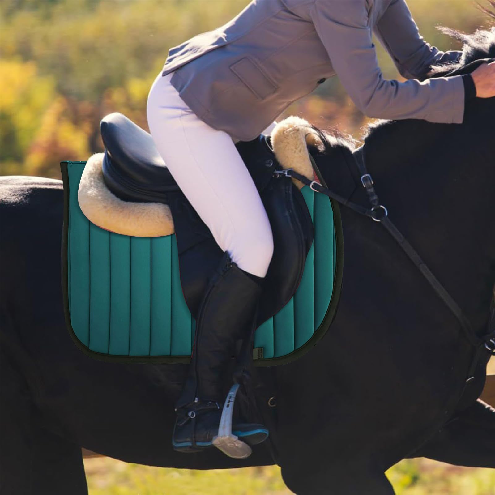 Paddle de Sillín de Caballo Oeste, Pony Saddle Pad - Cojín Profesional de Sillín Occidental - Equipo de equitación elegante para los amantes de los principiantes