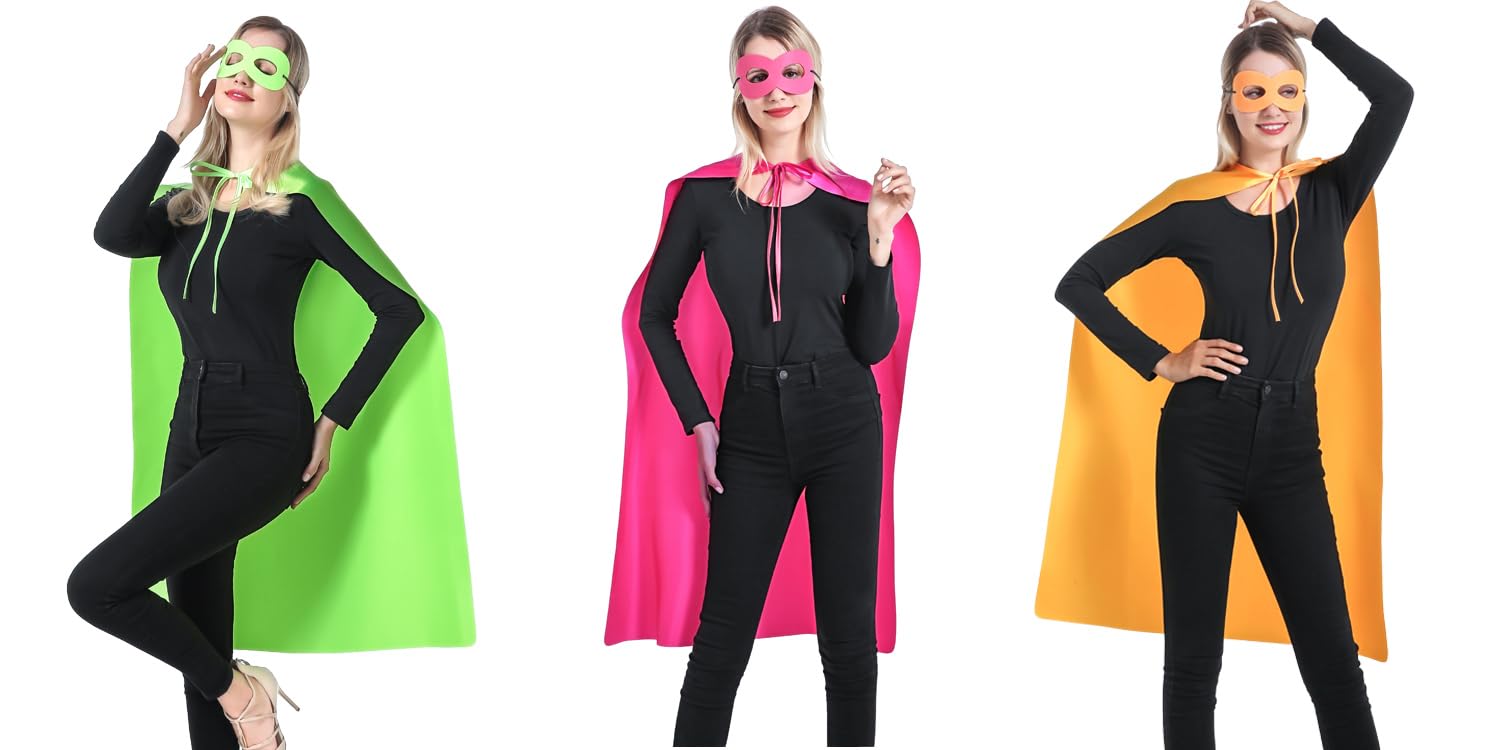 Kidsfere Superhero Capes and Masks for Teenagers Adults Men Women Team Building Dress Up Party Cape Halloween Costume 7 Pack (Hot Pink) - Image 4
