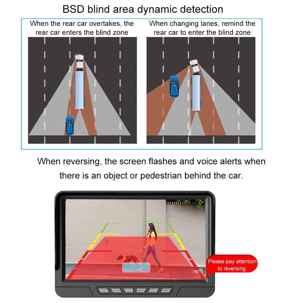 8 1080P anteriore e posteriore doppia telecamera per cruscotto DVR | allarme BSD, registrazione HD e registrazione in loop per camion, rimorchi, camper, telecamera per notturna a colori a luce