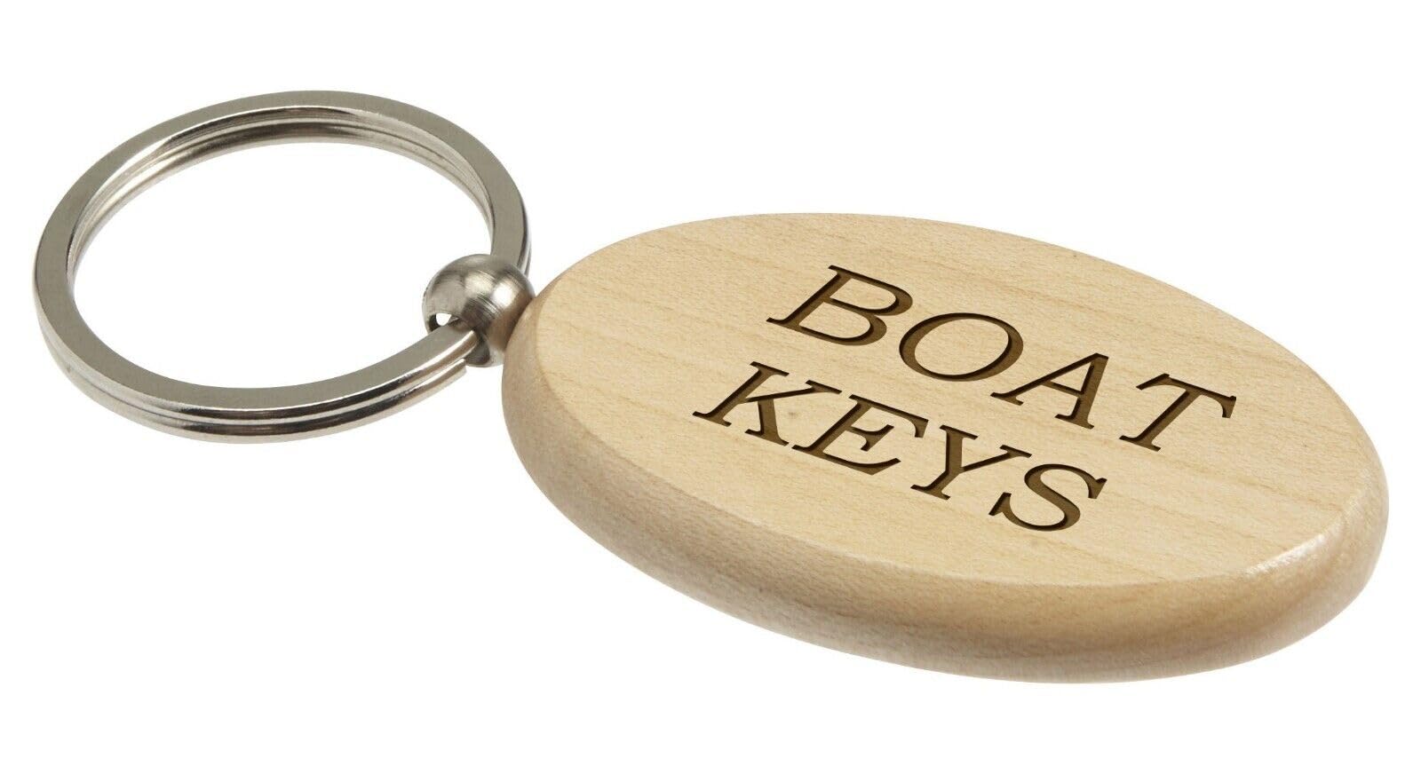 County Engraving Silver Boat Keys Oval Wooden Keyring Key Ring