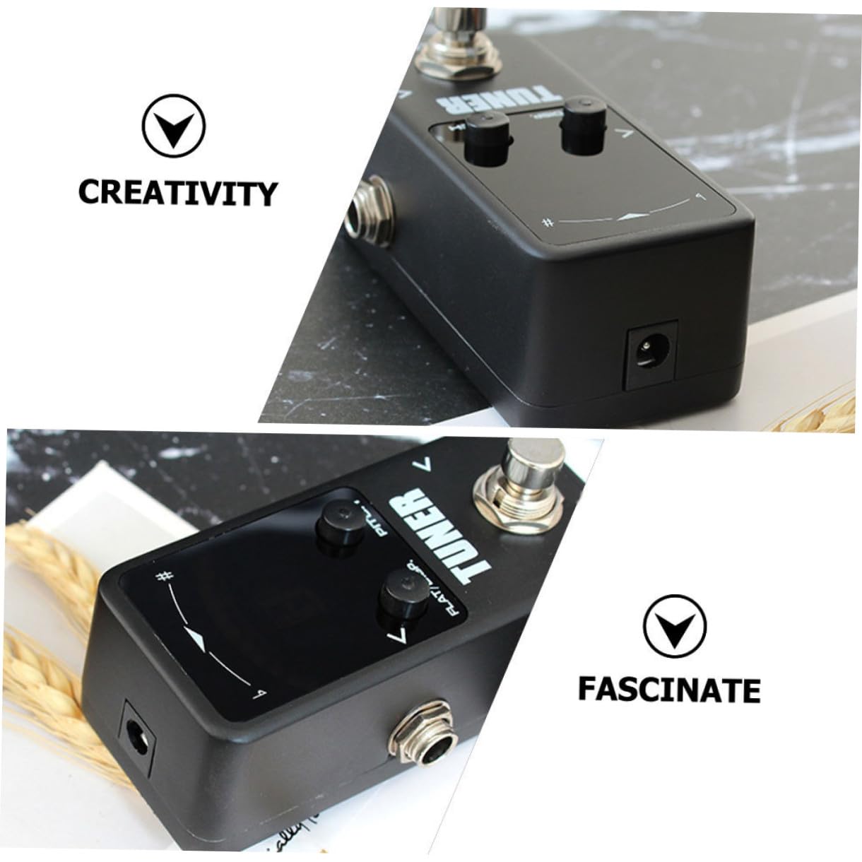 Accordeur de Guitare Électrique Noir en Aluminium, Réglage Précis | Format Mini, Alimentation 9 V, Impédance D’entrée 1 Mω et Sortie 10 Kω