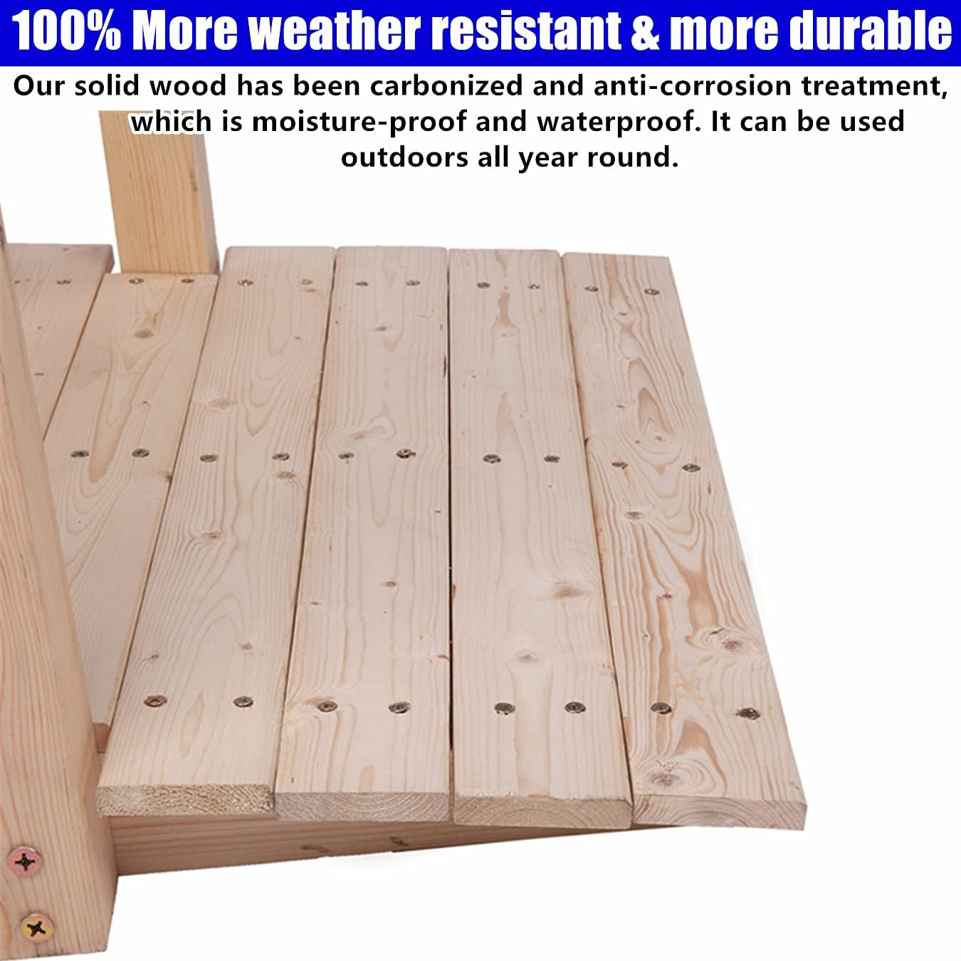 DTEXCCNXS Stronger & Anticorrosive Garden Bridge for Outdoors 5ft, Wooden Arch Landscape with Safer Railsm, 500lbs Capacity Decorative Backyard Pond Courtyard Walkway (Natural Wood)