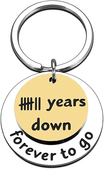 7 Year Anniversary Keychain Gifts for Him Her 7th Anniversary Copper Gifts for Men Women 7 Year anniversary Wedding gifts for Husband Wife Couples Boyfriend Girlfriend 7 Years down Forever to Go