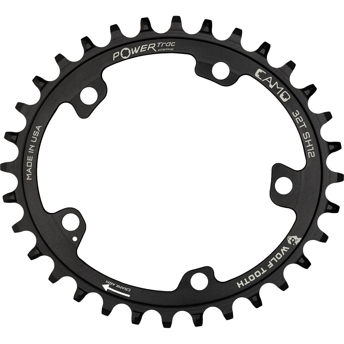 Wolf Tooth Components Camo Oval Chainring - Shimano 12-Speed Black, 30T