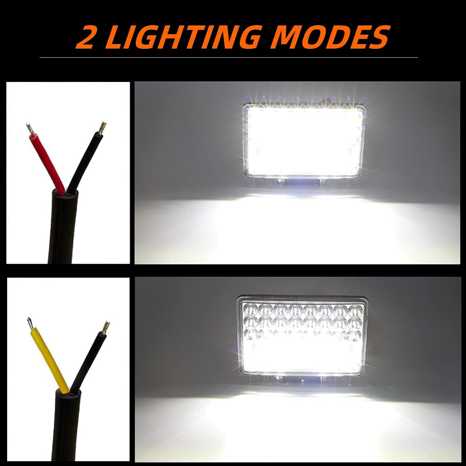 6 Inch Led Work Light for Truck, 144W 12000Lumens Rectangle Flood Light Bar Off Road Light for 12V/24V Vehicle Tractor SUV ATV, Waterproof, 2PCS