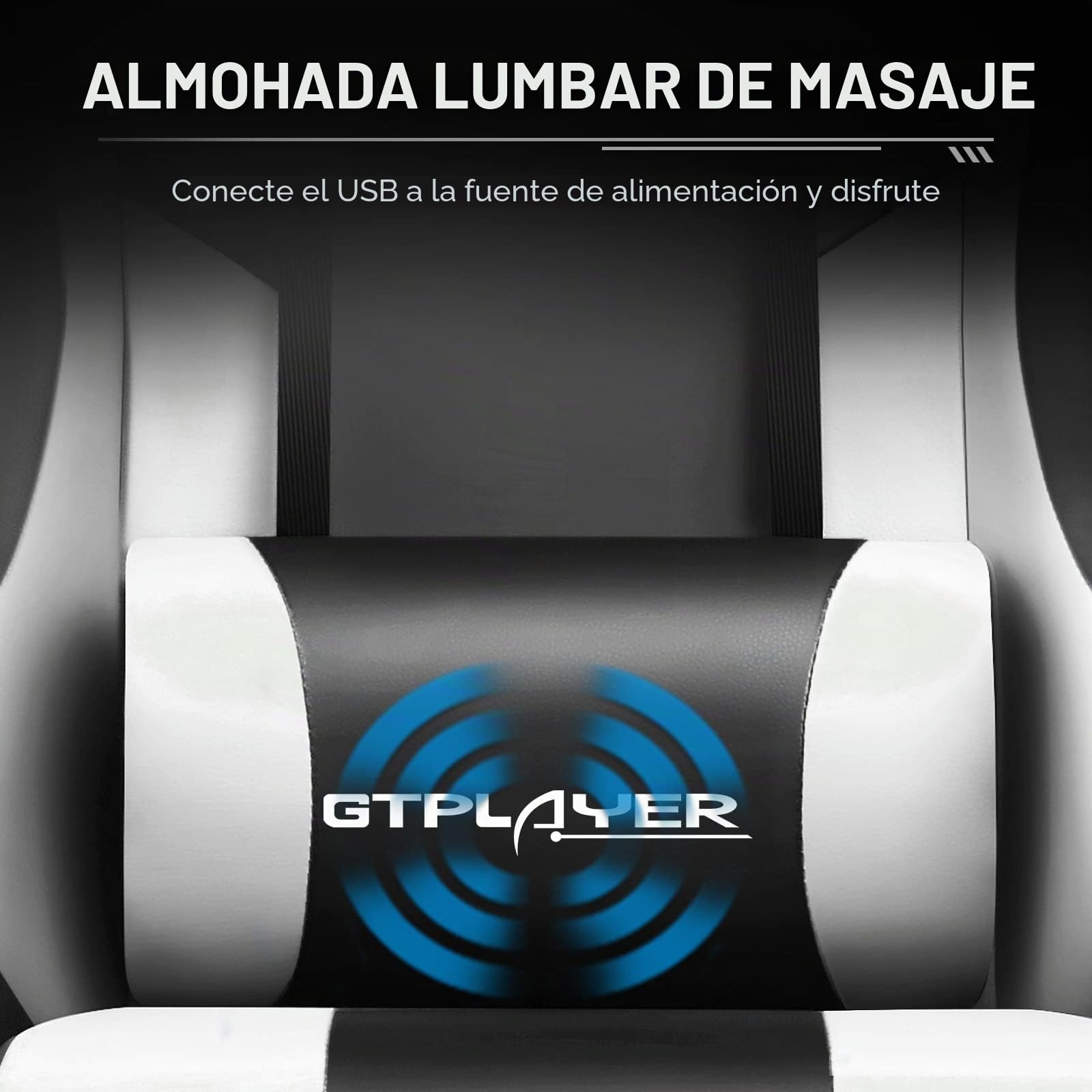 GTPLAYER Silla de Videojuegos ergonómica para Masaje con reposapiés y Soporte Lumbar, Altura Ajustable, Asiento Giratorio de 360° y reposacabezas para Oficina, Color Blanco