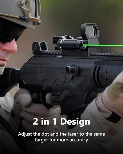 Vista 7 de CVLIFE 1X22X33 Visor Reflex Punto Rojo Visor Punto Rojo y Verde 4 Ópticas de Retícula con Láser Verde y Interruptor de Almohadilla de Presión