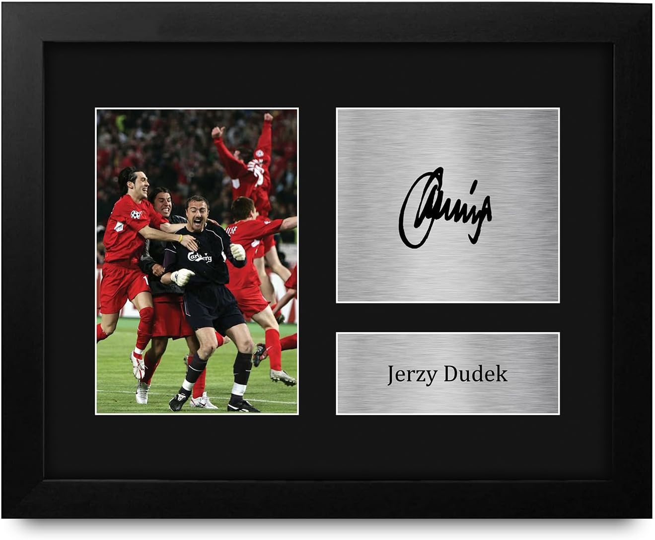 HWC Trading Jerzy Dudek Liverpool Gifts Printed Signed Autograph Picture for Soccer Fans and Supporters - US Letter Framed (ID-008096)