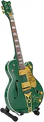 Modelo de Guitarra Em Miniatura, Casa de Bonecas de Madeira Modelo de Guitarra Elétrica 10 Tamanhos Engraçado Verde Requintado Com Suporte para Sala de Música para Amador