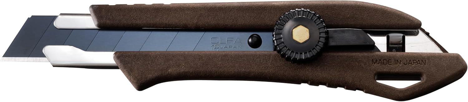 OLFA 18mm Wood Composite Auto Lock Utility Knife (WD-AL/BRN) - Multi-Purpose No-Slip Grip Precision Knife w/Wooden Grip & Snap-Off Blade, Custom Cutting Depth, Replacement Blades: Any OLFA 18mm Blade