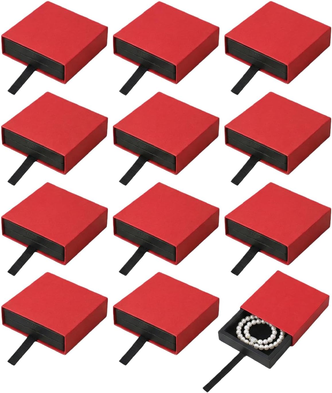 Small Gift Boxes, 12 Pack Floating Display Case Jewelry Gift Boxes Floating Frame Display Stand, Small Jewelry Box Necklace Gift Box For Bracelets Earrings Necklaces Jewelry (Red)