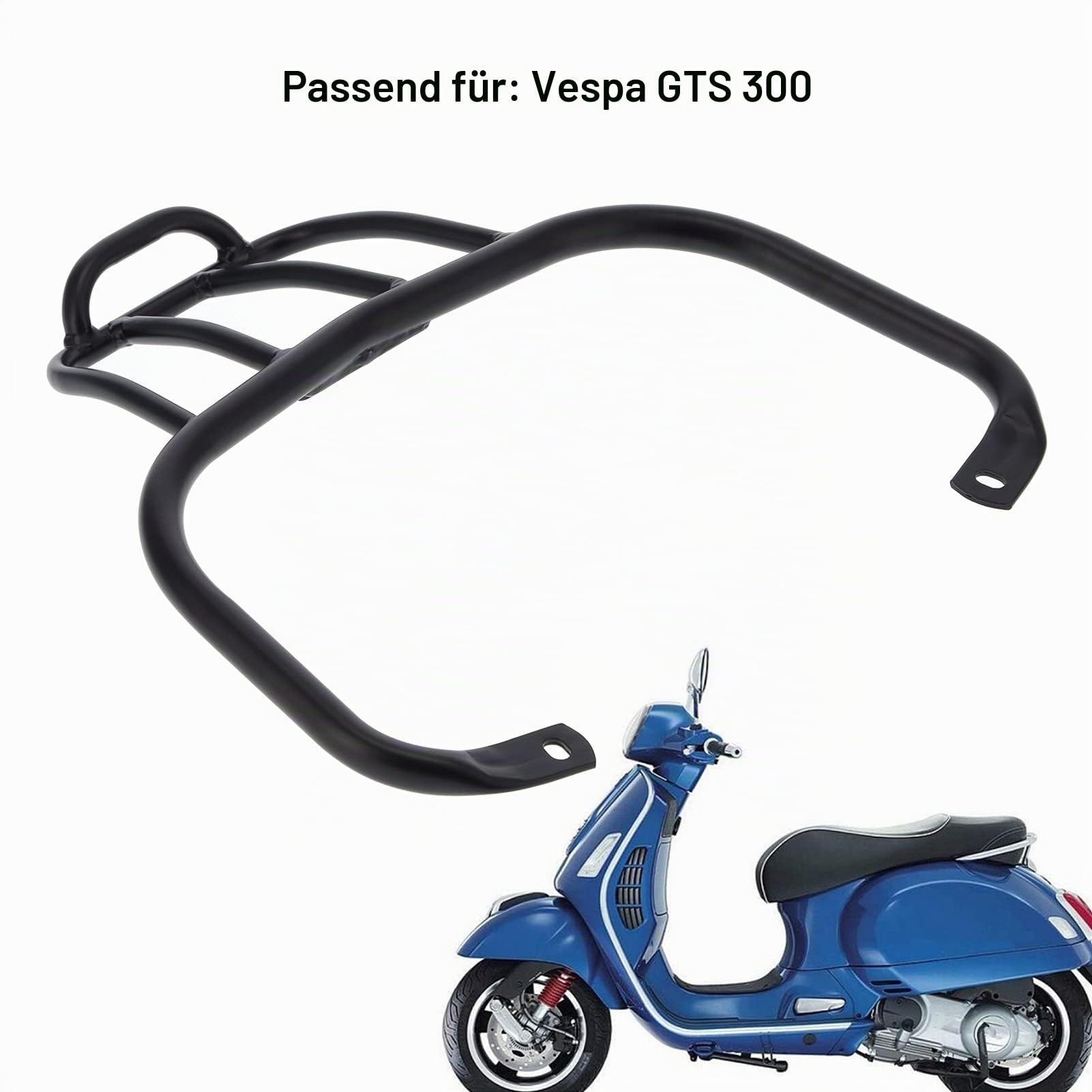 Akozon Gepäckträger, Soziushaltebügel Heck CNC Aluminiumlegierung Gepäckträger Hinten Gepäckablage Motorrad-Gepäckhalter Cargos Halter Halterung Fußpedalhalter Gepäckträgerhalterung für Vespa GTS 300