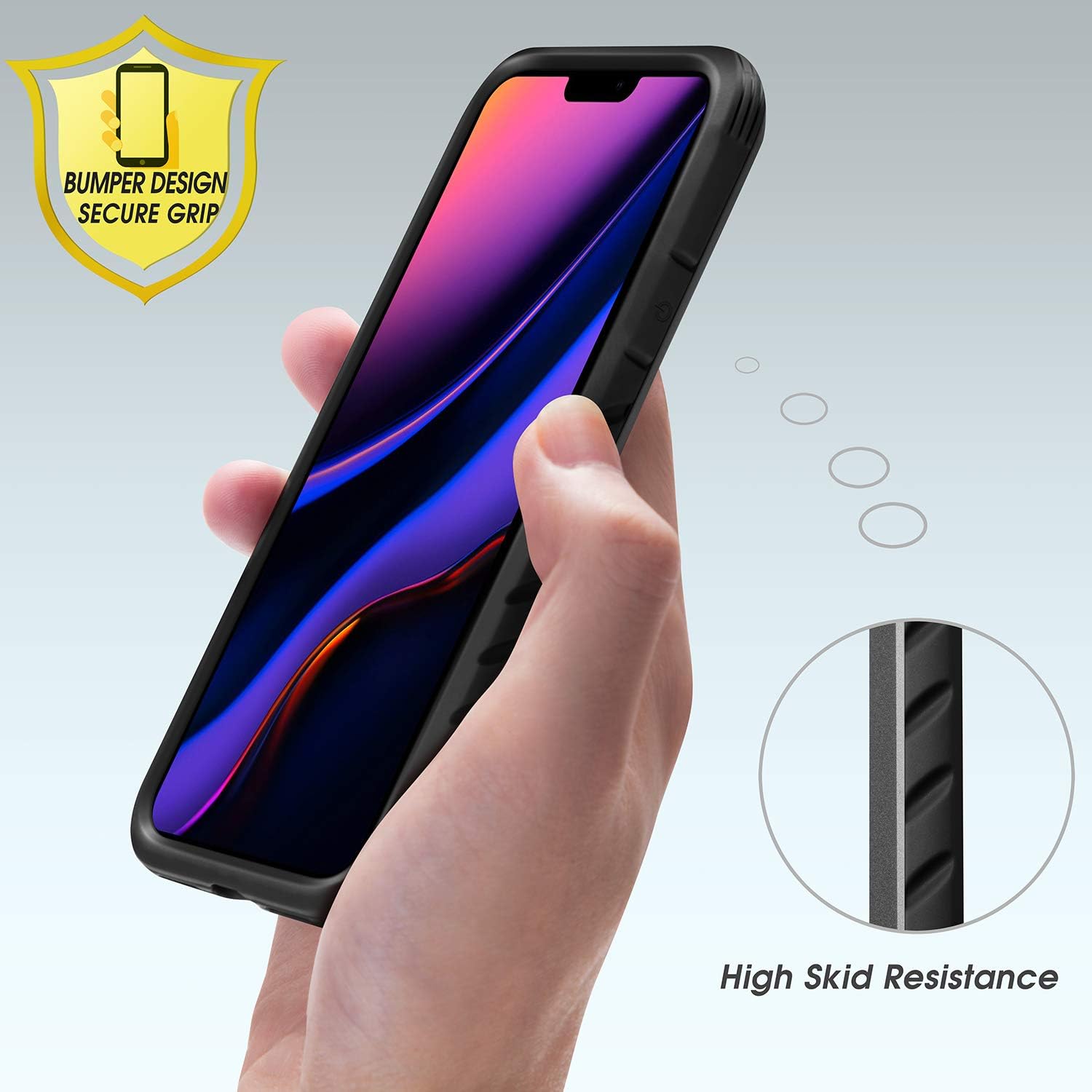 iPhone 11 Case, Heavy Duty [Military Grade] Shockproof Drop Protection Case for Apple iPhone 11 6.1 Inch (2019) (Black/Gray)