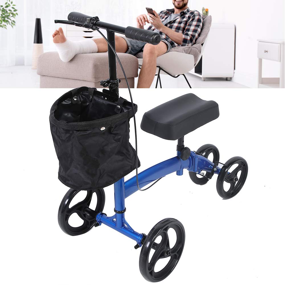 Rollator na kolana z hamulcami, sterowany alternatywa, medyczny skuter do kolan, sterowany wózek na kolana dla seniorów, osób niepełnosprawnych, wysoka wydajność pleców, alternatywa dla urazów stóp z systemem hamowania koszykowego