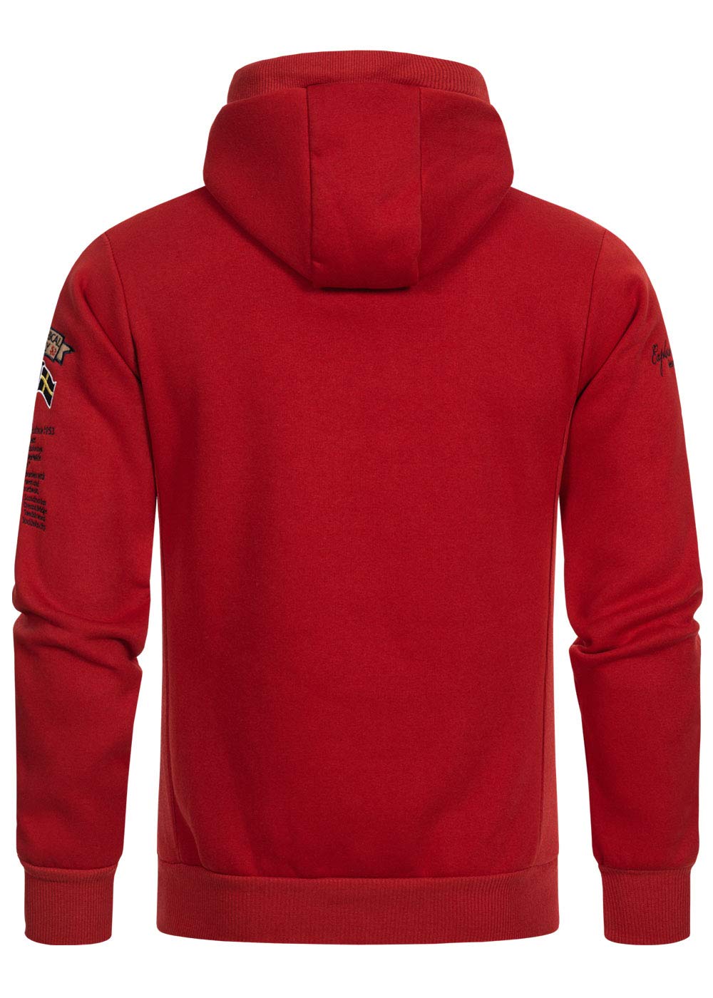 Geographical Norway GYMCLASS - Felpa con cappuccio e tasca a marsupio da uomo, con logo della marca e maniche lunghe
