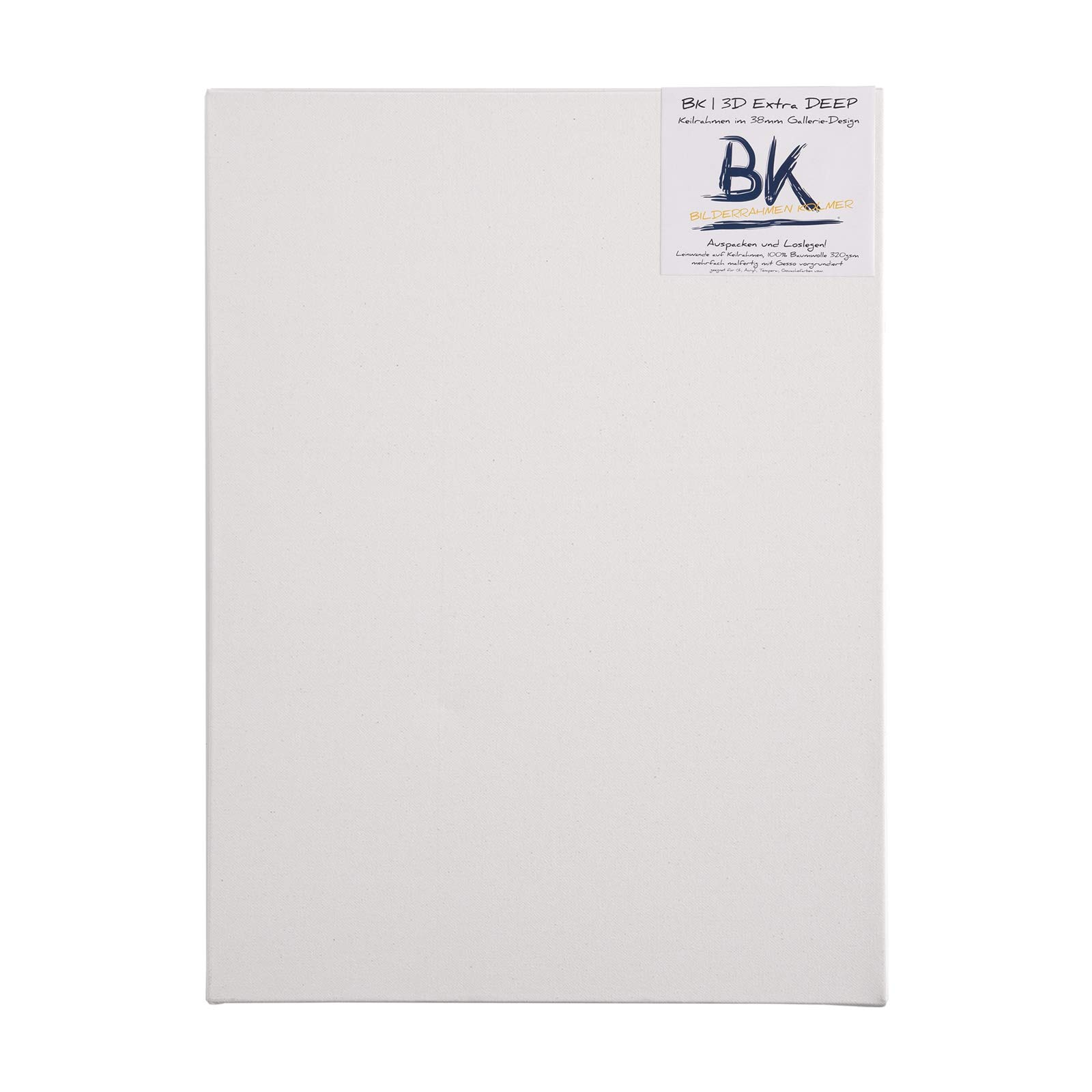 2X BK Deep Gallery Toiles sur Chassis 80x100cm | 3D Extra Haut galerie Toile sur châssis, 38mm Baguettes de Chassis | Toile à Peindre enduite, Chassis entoilés prêts à Peindre avec Toile