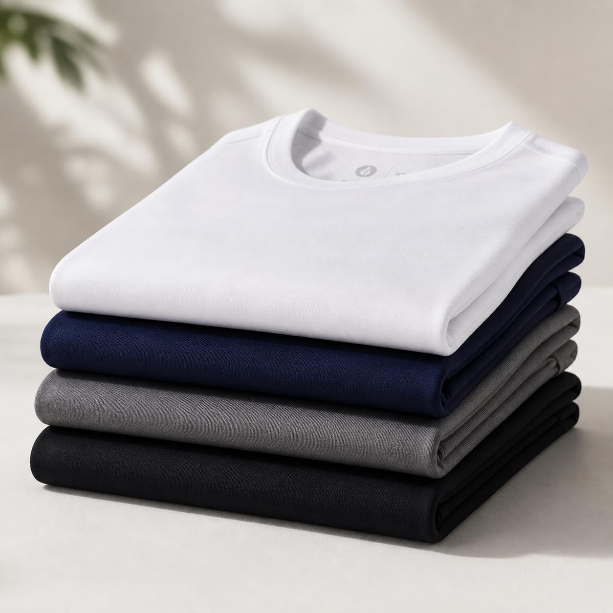 3 Pack Mens Bamboo Undershirts, Soft Breathable Stretch Crewneck T Shirts for Men, Dry Fit Plain Cool Tees