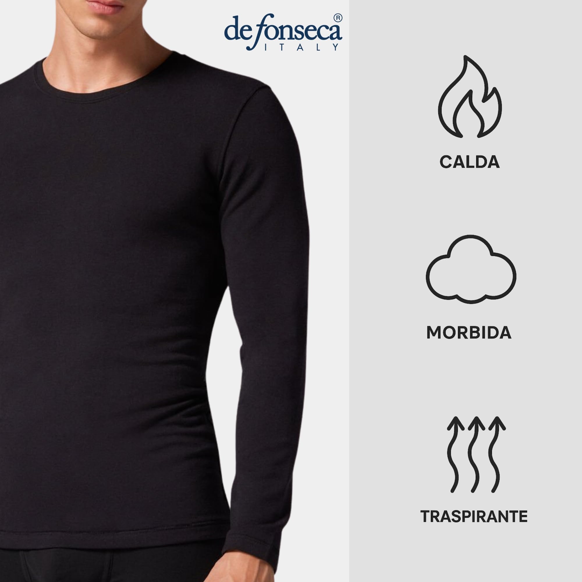 DeFonseca Lot de 2 maillots thermiques thermiques pour homme à manches longues